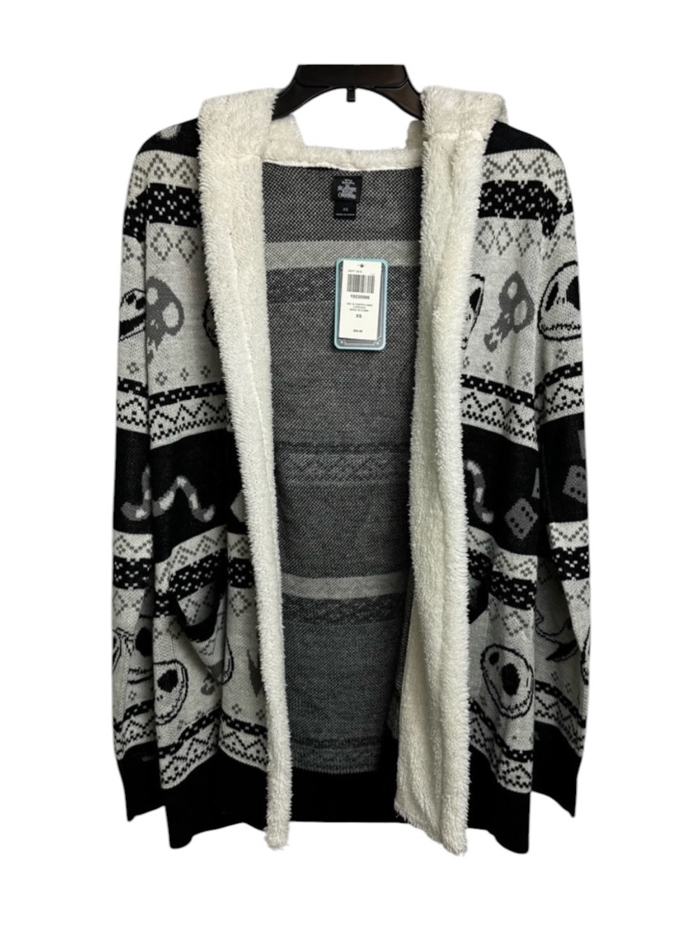 Nightmare Before Christmas New sherpa lined hooded cardigan sweater size XS